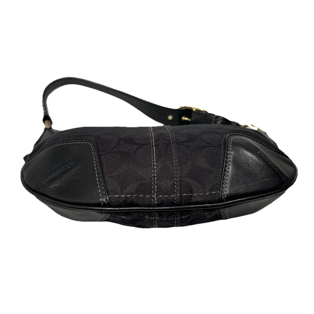 Y2K Coach Hampton Signature Jacquard Shoulder Hobo Bag Black Small Purse # 11371 - Picture 6 of 16